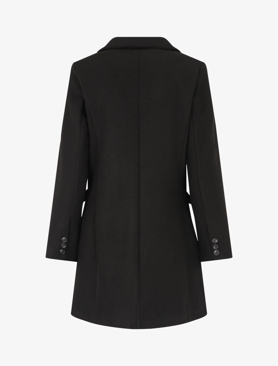 Manteau long croisé boutonné - Noir - 2