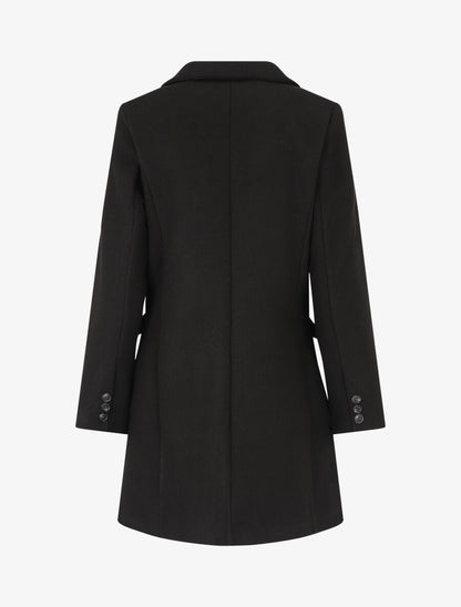 Manteau long croisé boutonné - Noir - 2
