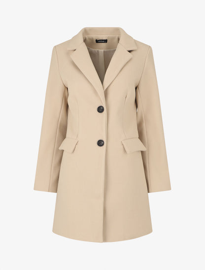 Manteau long croisé boutonné - Beige - 1