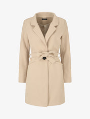 Manteau long croisé ceinturé - Beige - 1