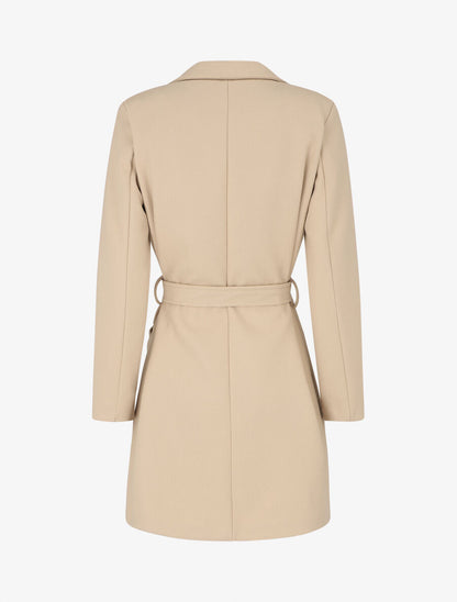 Manteau long croisé ceinturé - Beige - 2