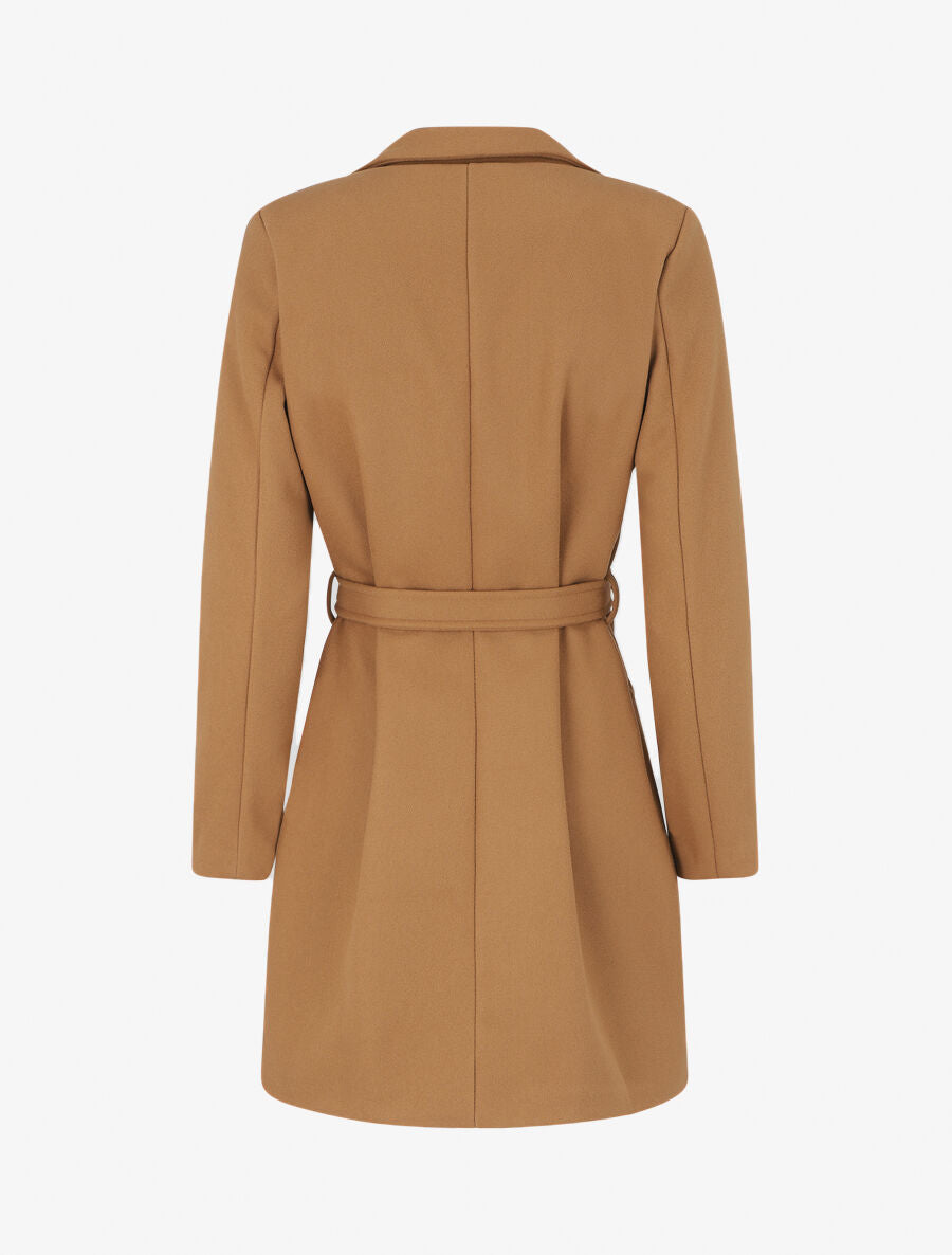 Manteau long croisé ceinturé - Camel - 2