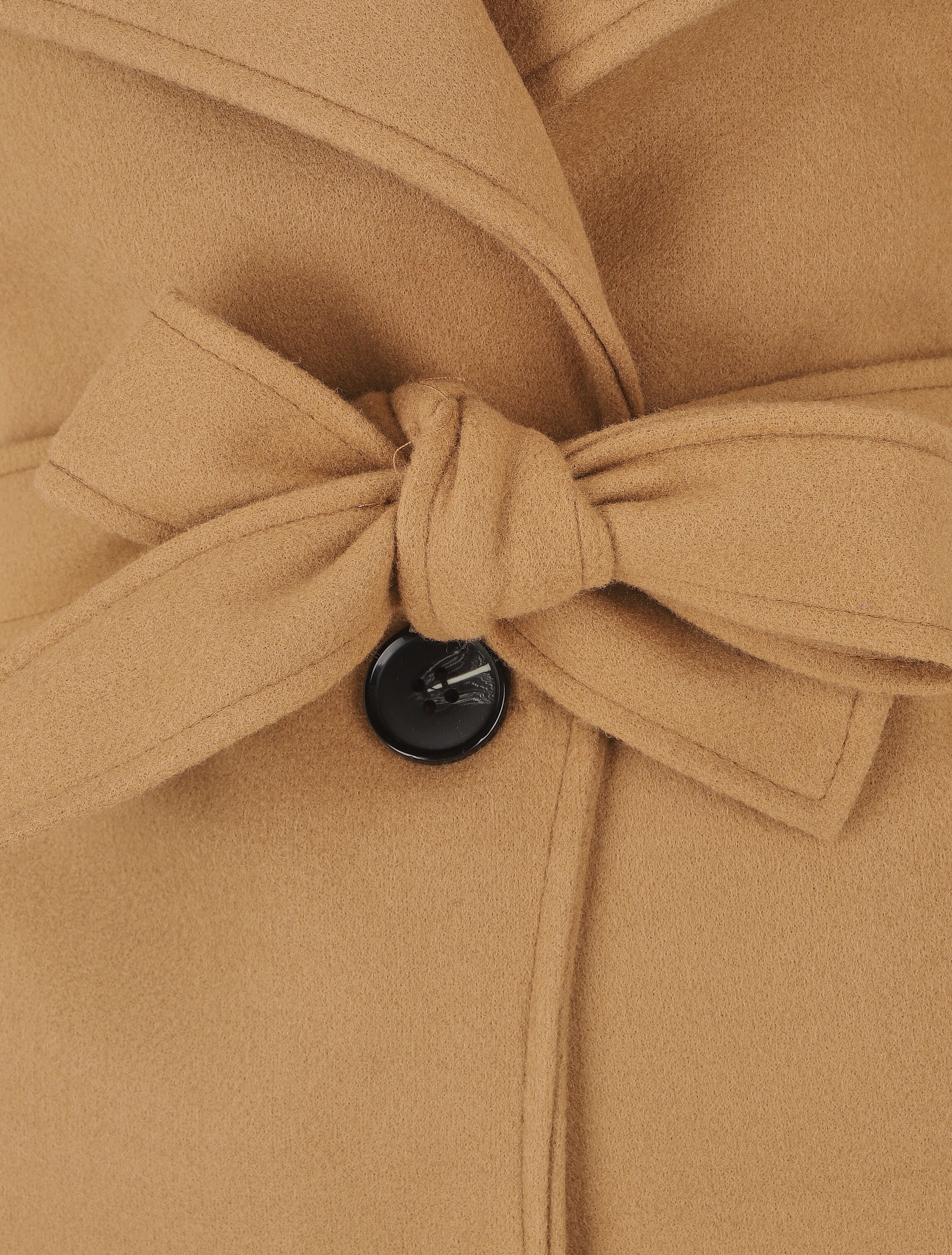 Manteau long ceinturé à col droit - Camel - 3