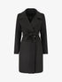 Manteau long ceinturé à col cranté - Noir - 1
