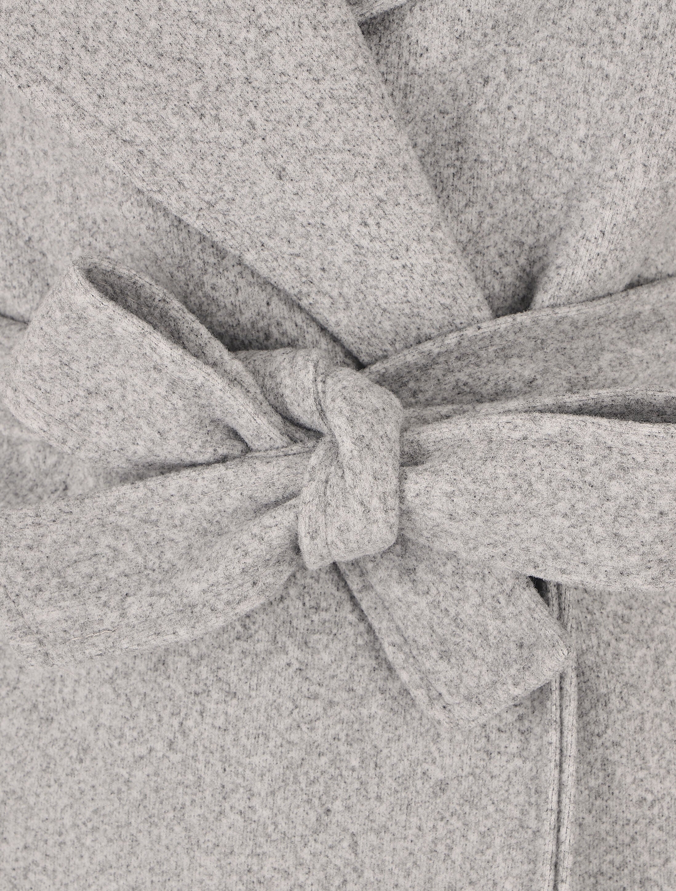 Manteau long ceinturé à col cranté - Gris chiné - 3