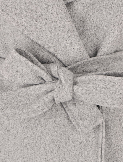 Manteau long ceinturé à col cranté - Gris chiné - 3