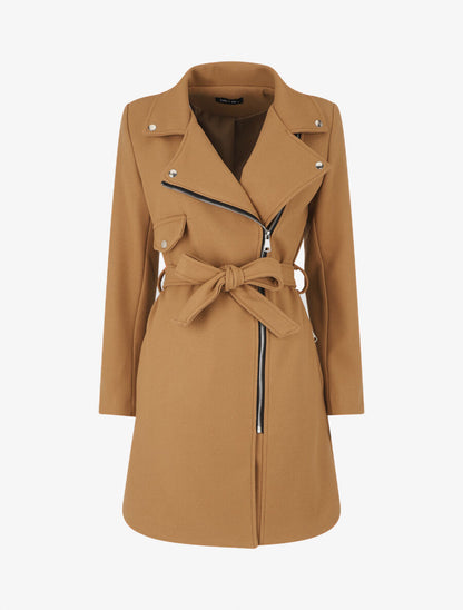 Manteau long uni style perfecto - Camel - 4