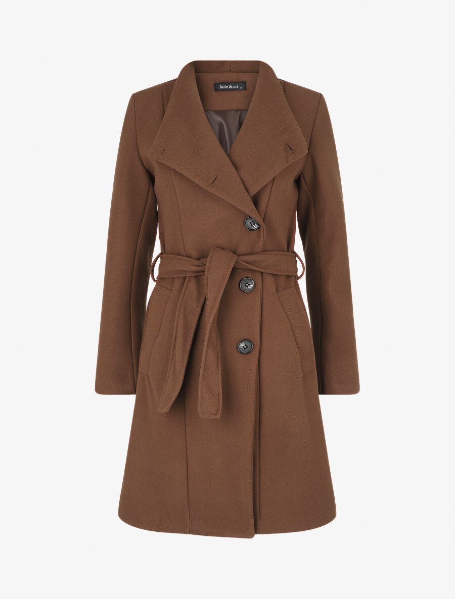 Manteau long col montant - Marron - 5