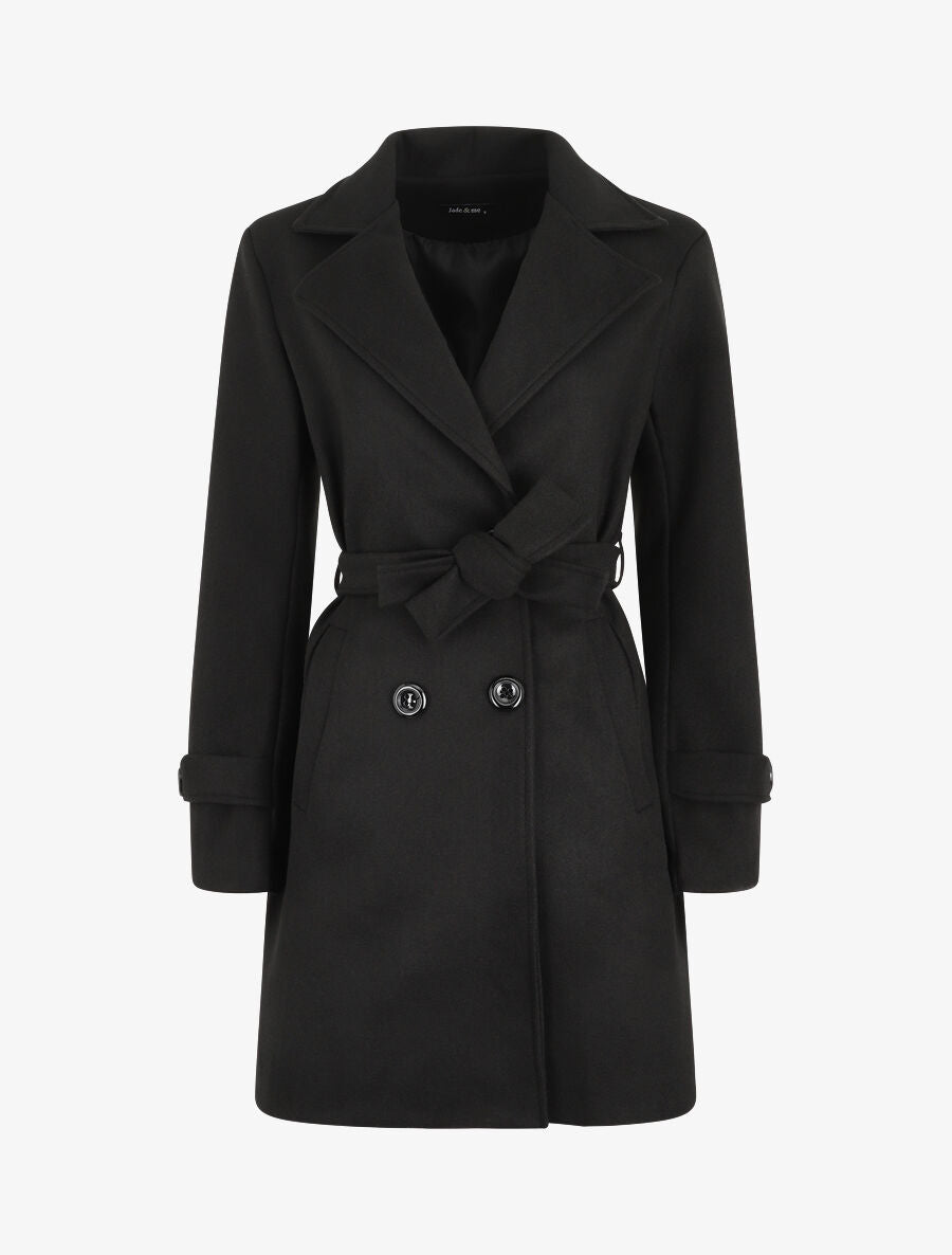 Manteau mi-long croisé - Noir - 4