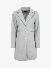Manteau mi-long à boutons dorés - Gris - 4