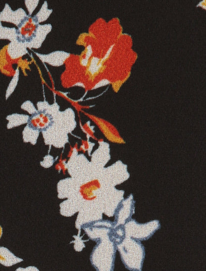 Top en voile imprimé fleurs de printemps - Noir - 3