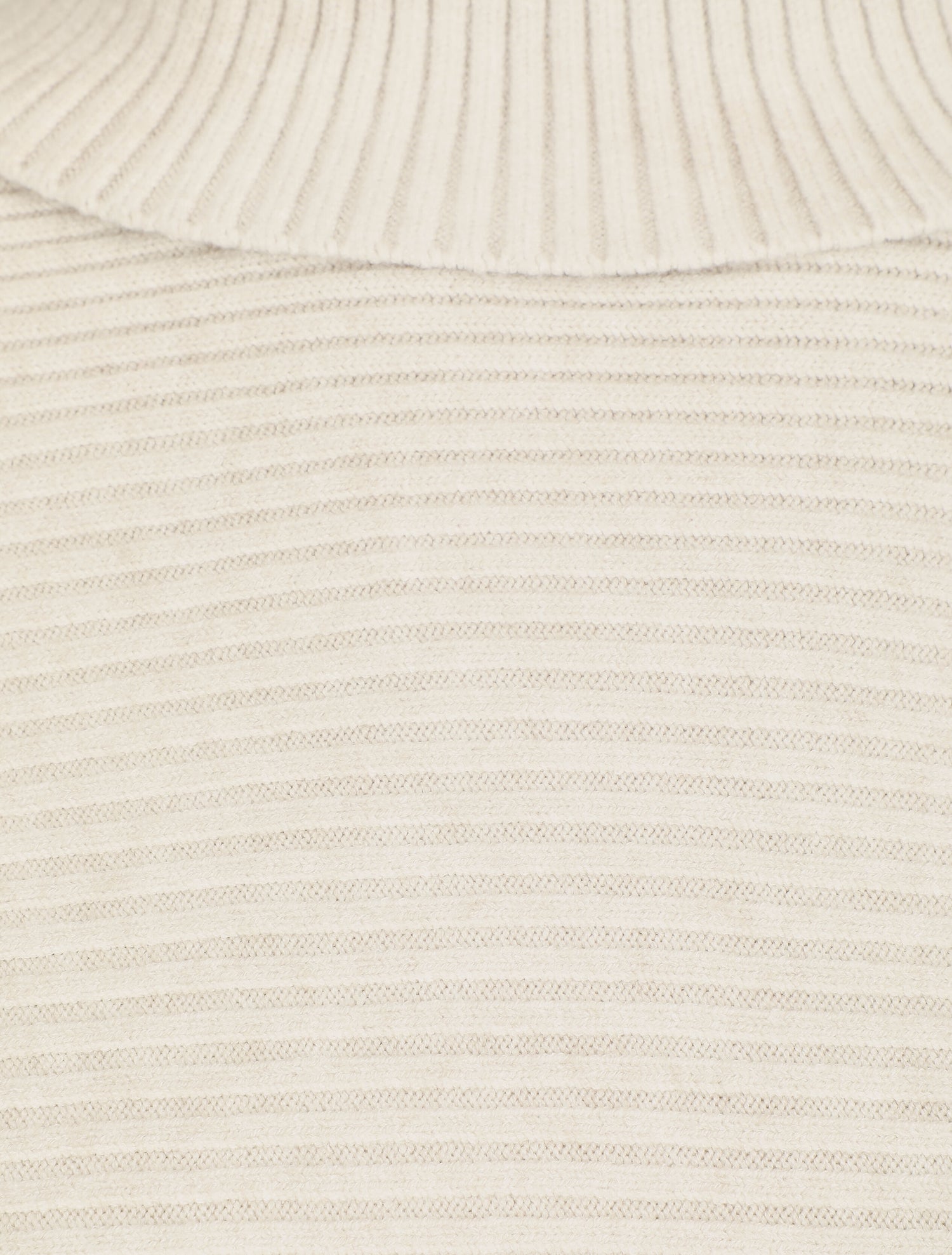 Pull droit côtelé à col roulé - Beige - 3