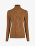Pull uni à col roulé et motif torsade - Camel - 1