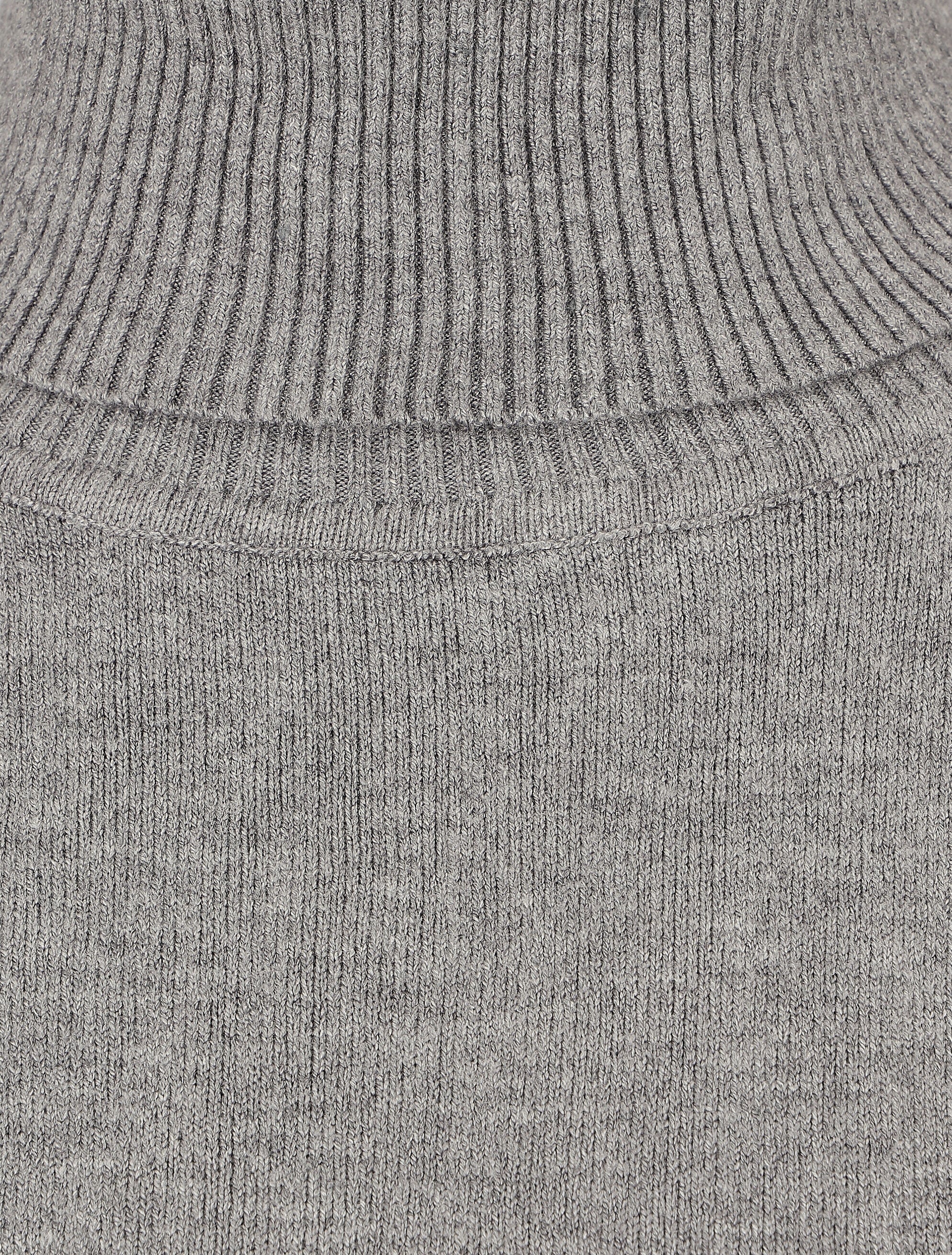 Pull fin uni col roulé - Gris - 3