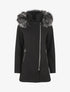Manteau droit à capuche amovible - Noir - 1