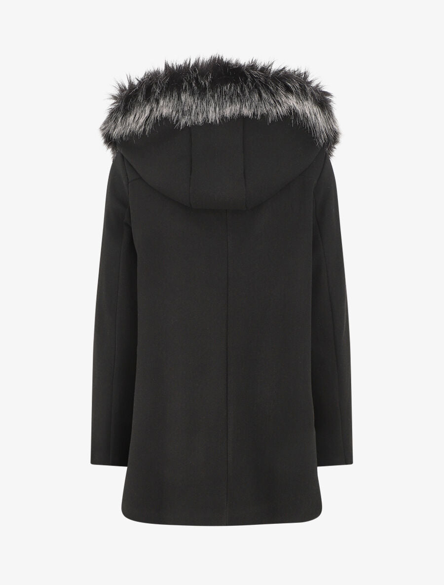 Manteau droit à capuche amovible - Noir - 2