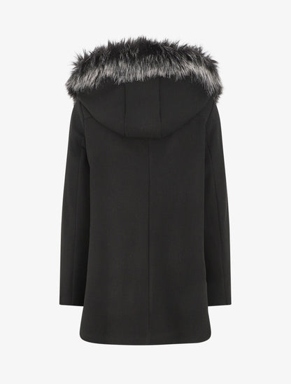 Manteau droit à capuche amovible - Noir - 2