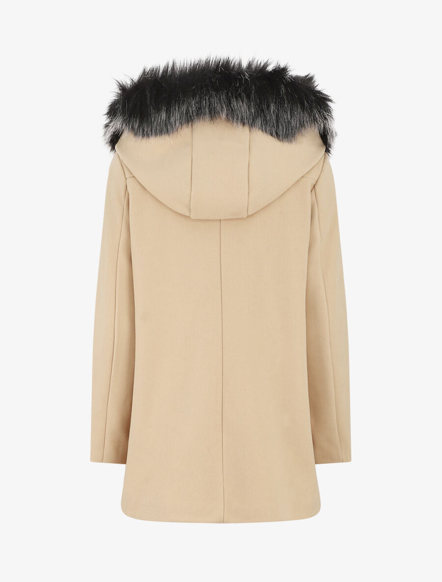 Manteau droit à capuche amovible - Beige clair - 2