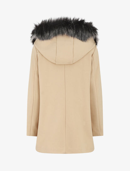 Manteau droit à capuche amovible - Beige clair - 2