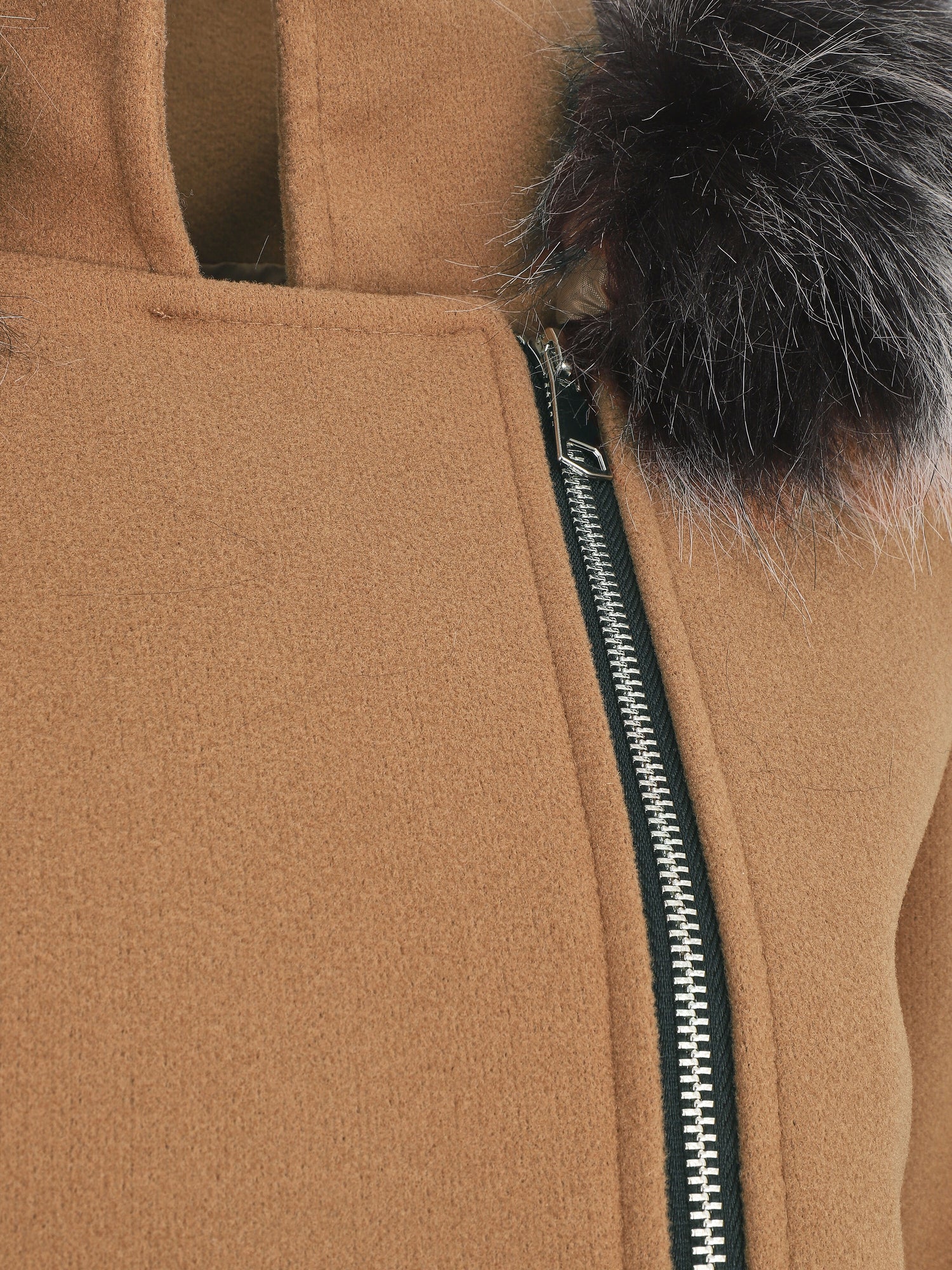 Manteau droit à capuche amovible - Camel - 3