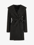 Manteau long à capuche et col châle - Noir - 1