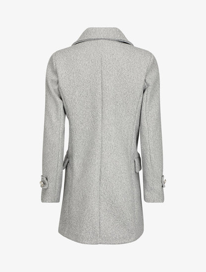 Manteau mi-long boutonné à col cranté - Gris - 2
