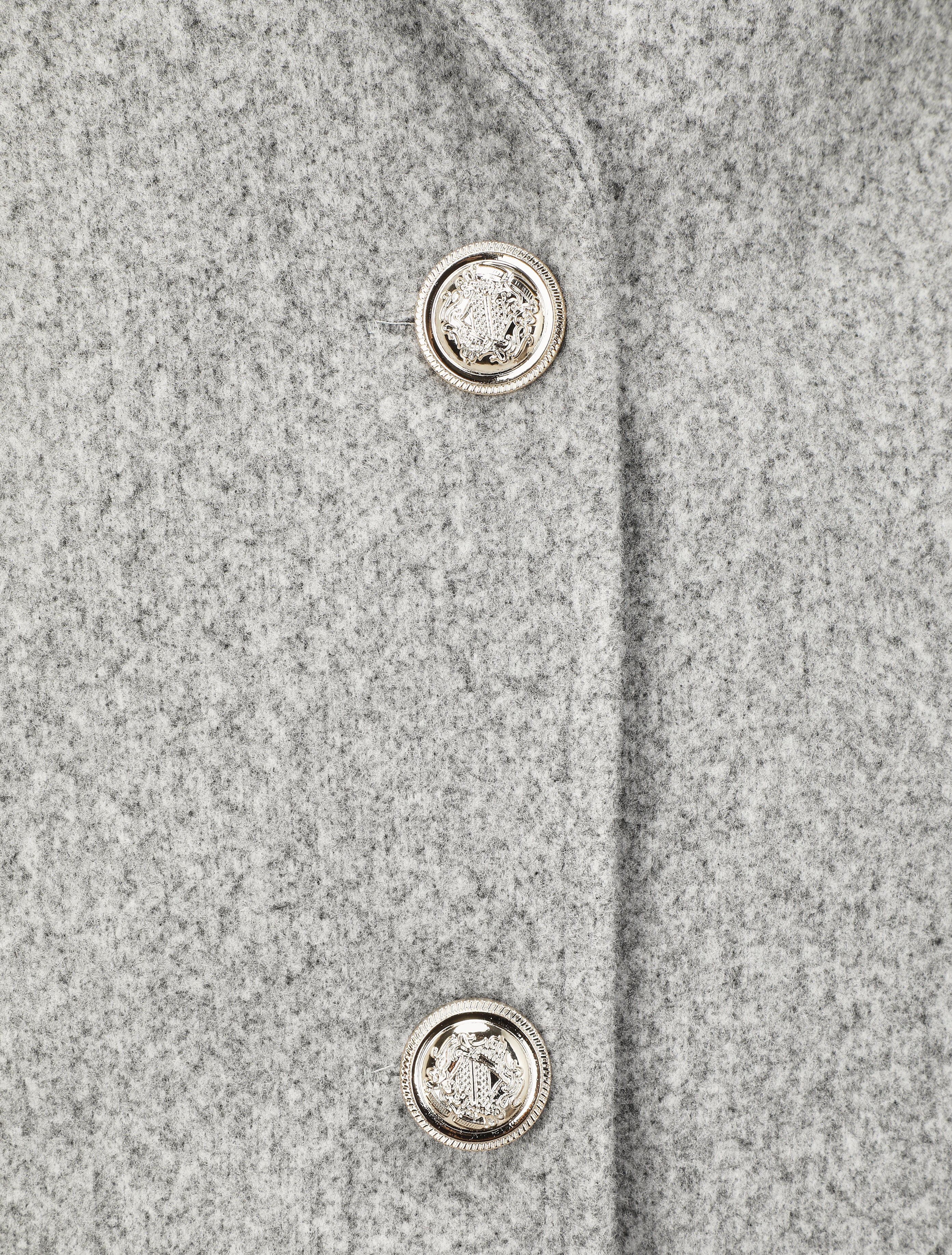 Manteau mi-long boutonné à col cranté - Gris - 3