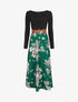 Robe longue empire à jupe fleurie - Vert - 1