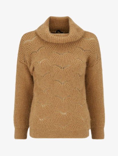 Pull duveteux à col roulé - Camel - 1