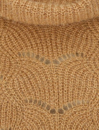 Pull duveteux à col roulé - Camel - 3