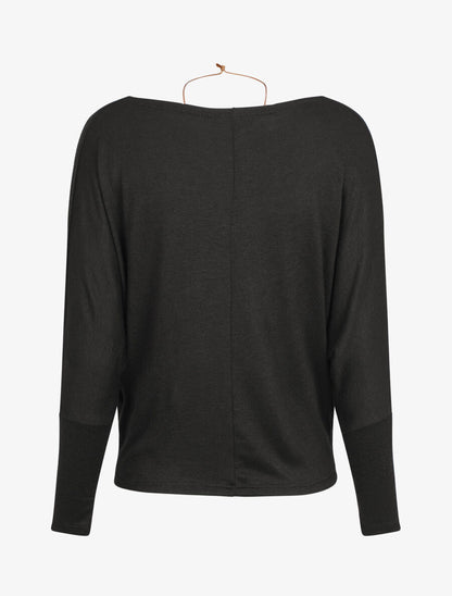 Pull fin ample col bénitier - Noir - 2