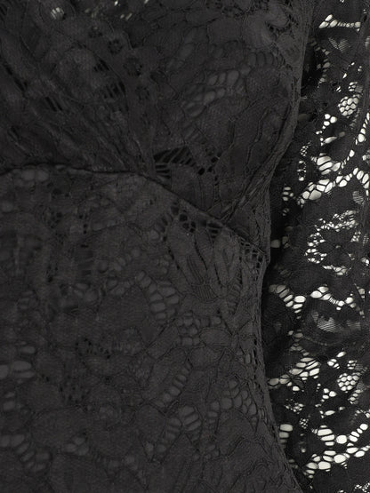 Robe moulante en dentelle - Noir - 3