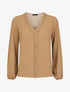 Blouse en voile unie à col brodé - Camel - 1