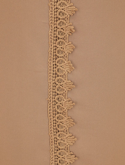 Blouse en voile unie à col brodé - Camel - 3