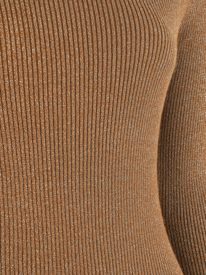 Pull col roulé ajusté et irisé - Camel - 3