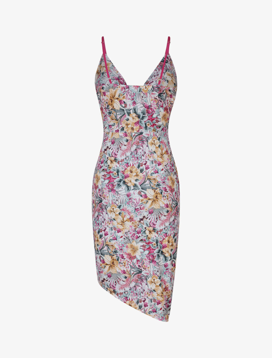 Robe style portefeuille à imprimé fleurs tropicales - Rose - 2