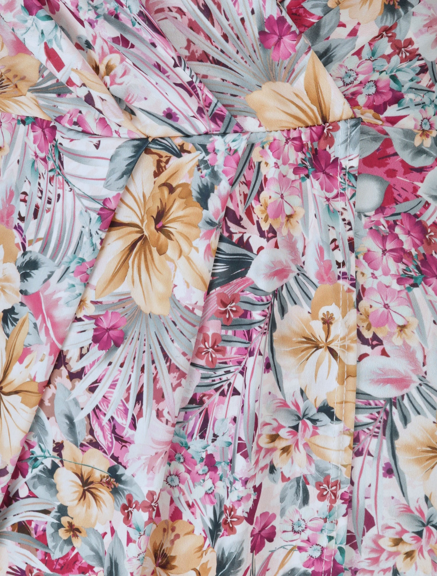 Robe style portefeuille à imprimé fleurs tropicales - Rose - 3