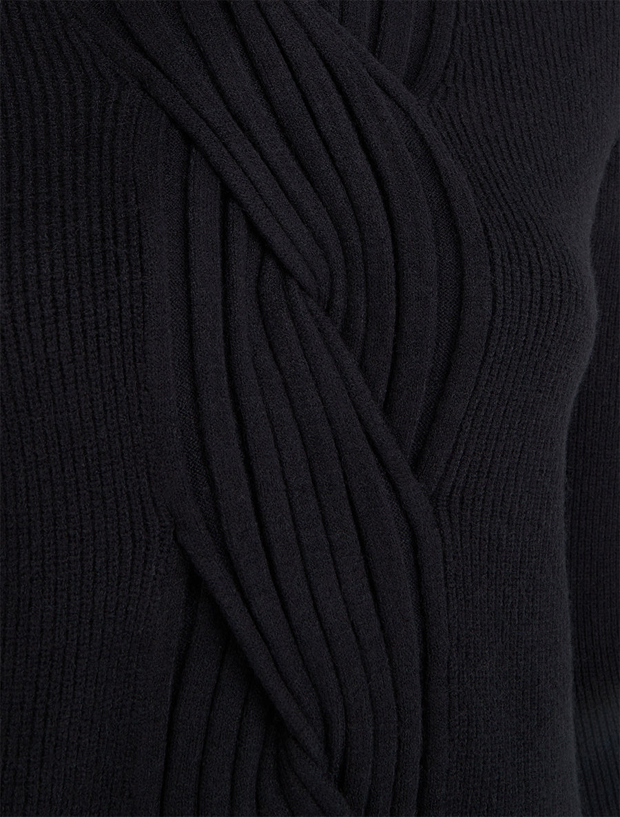 Pull col roulé effet tressé - Noir - 3