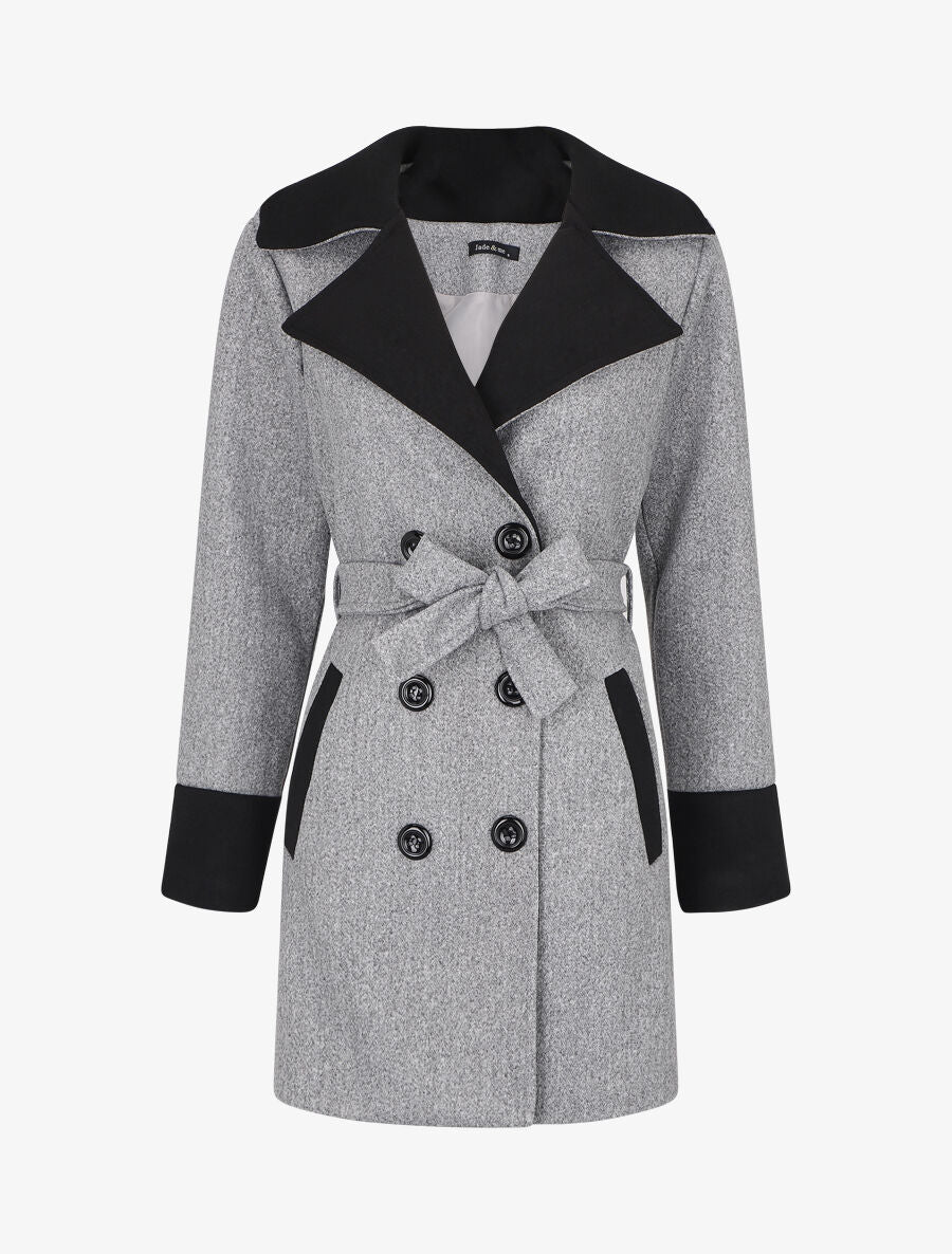 Manteau mi-long en laine mélangée - Gris - 5