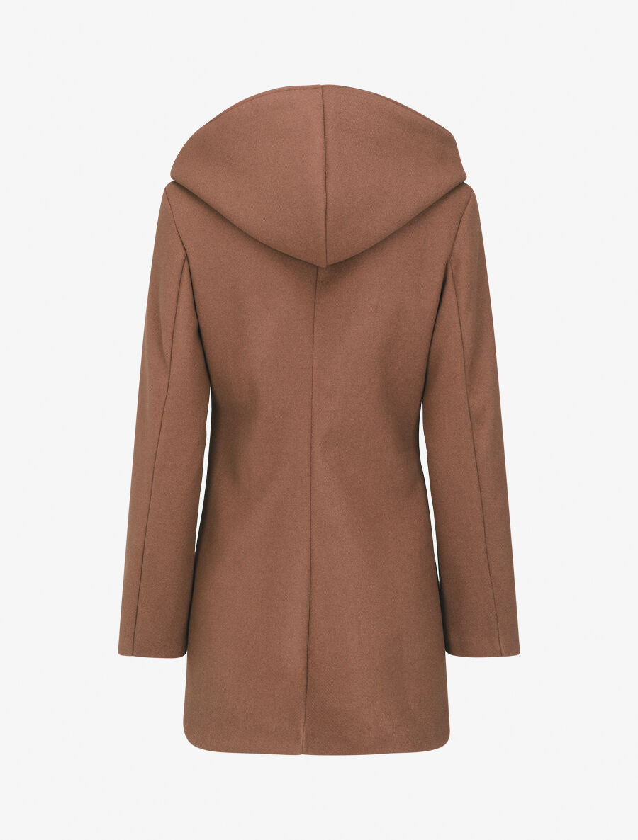 Manteau mi-long zippé à capuche - Marron - 2
