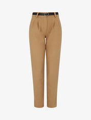 Pantalon épais uni coupe droite - Camel - 1