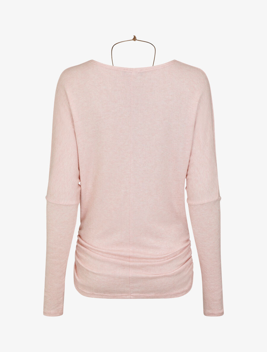 Pull fin uni froncé - Rose - 2