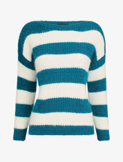 Pull en maille à rayures - Bleu canard - 4