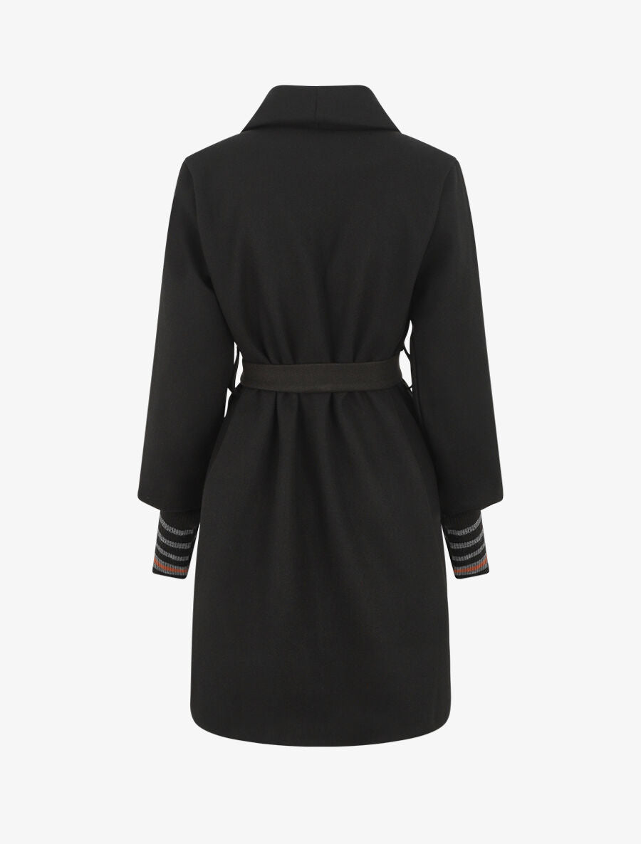 Manteau à poignets empiécés - Noir - 2