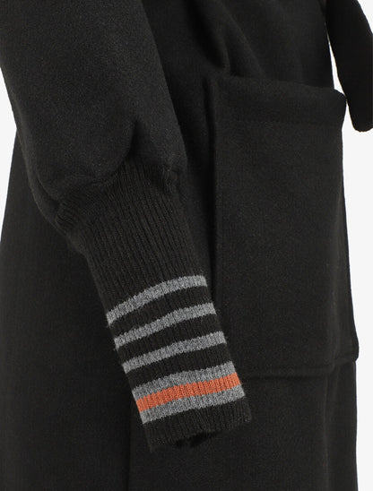 Manteau à poignets empiécés - Noir - 3