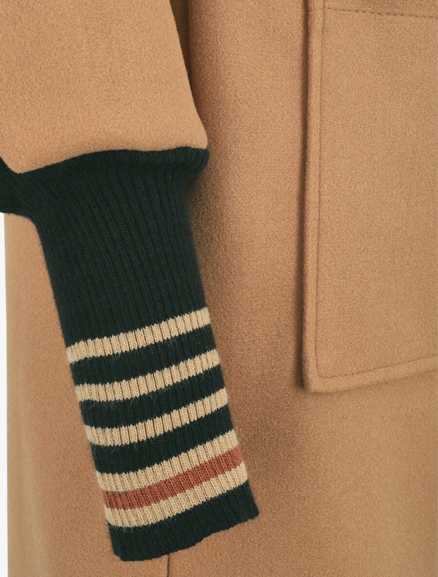 Manteau à poignets empiécés - Beige - 3