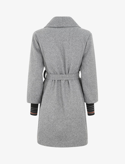 Manteau à poignets empiécés - Gris chiné - 2