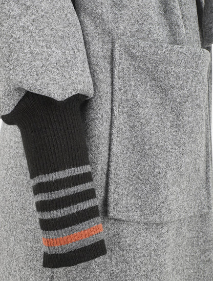 Manteau à poignets empiécés - Gris chiné - 3