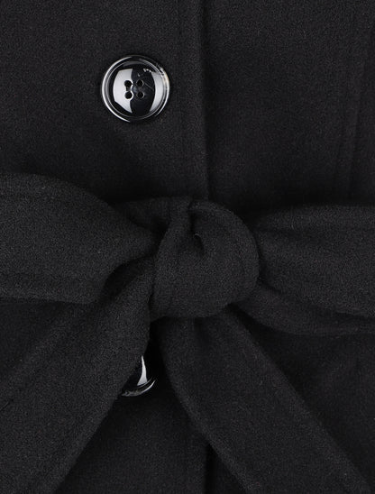 Manteau long à capuche uni - Noir - 3