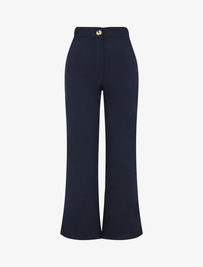 Pantalon classique à taille élastiquée - Marine - 4